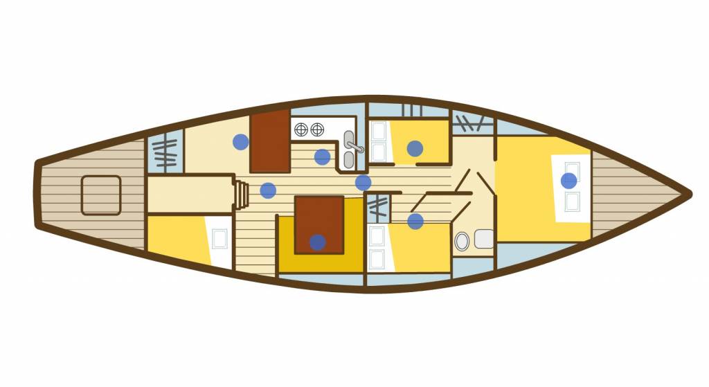 Plan du voilier en location avec skipper en Corse